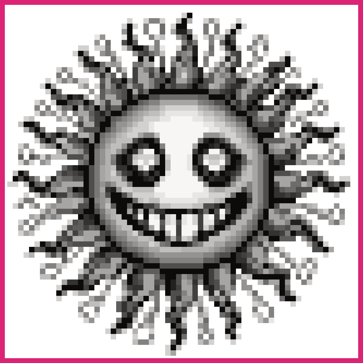 Pixel art sprite of a round yellow sun, menacin... | Sprite-AI
