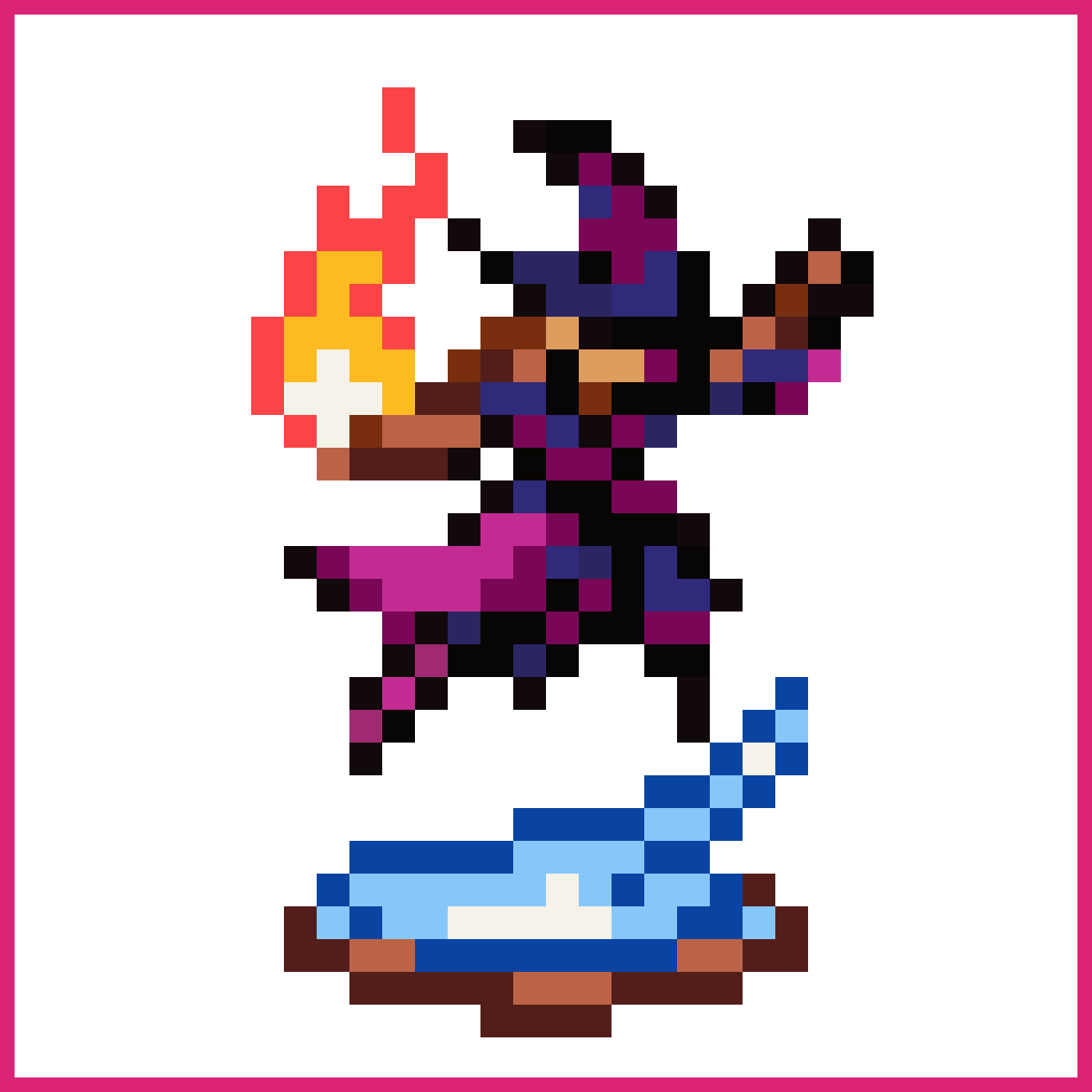 Fire Wizard Levitating Above Blue Fire | Sprite-AI
