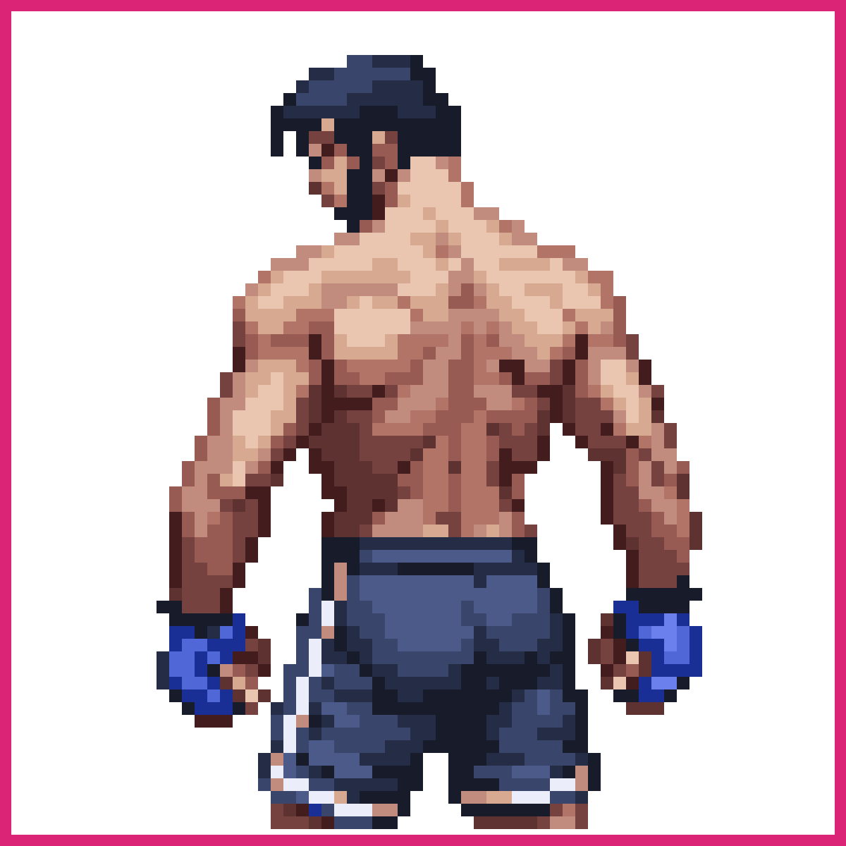 mma fighter, with blue gloves similar style as ... | Sprite-AI