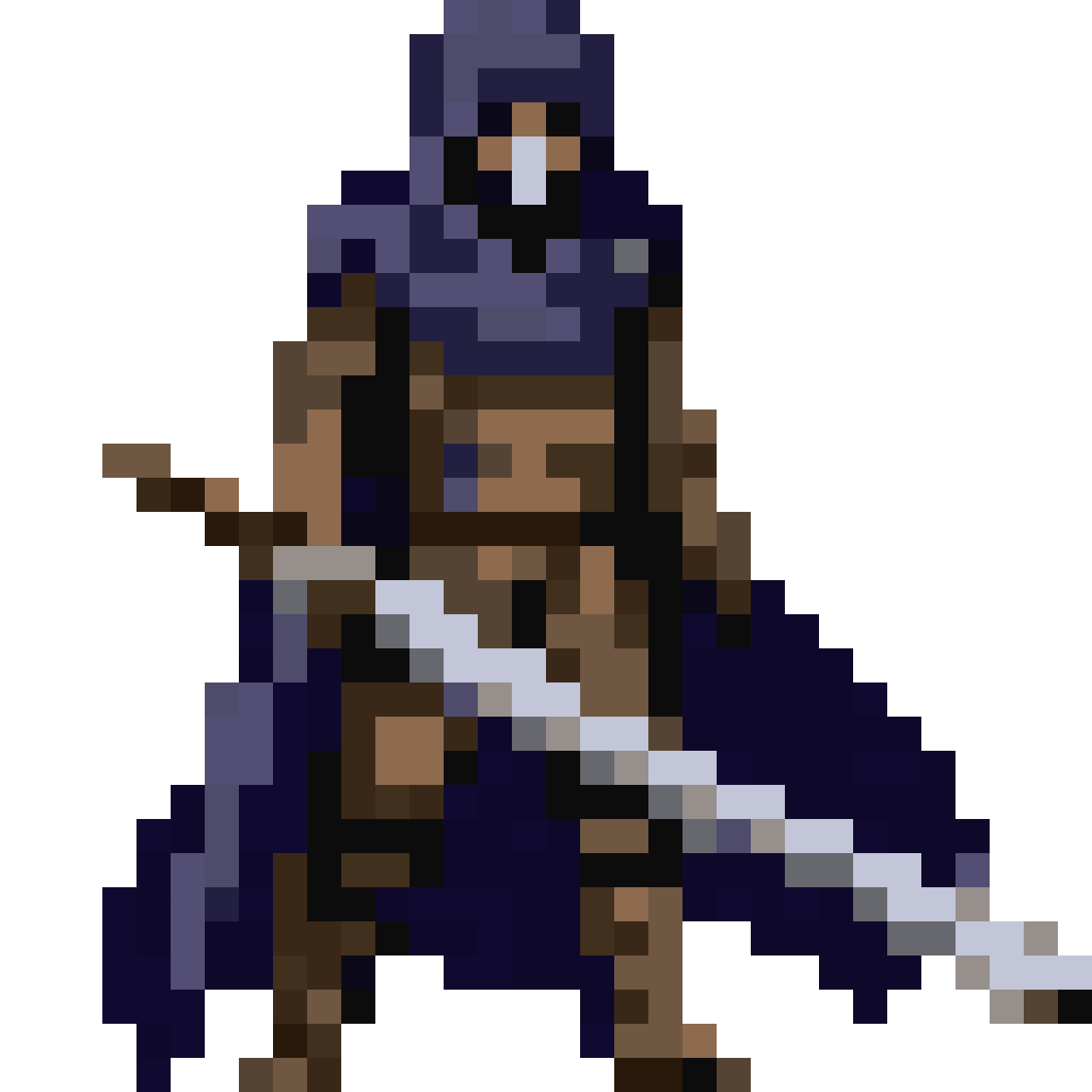 Hooded swordsman pixel art