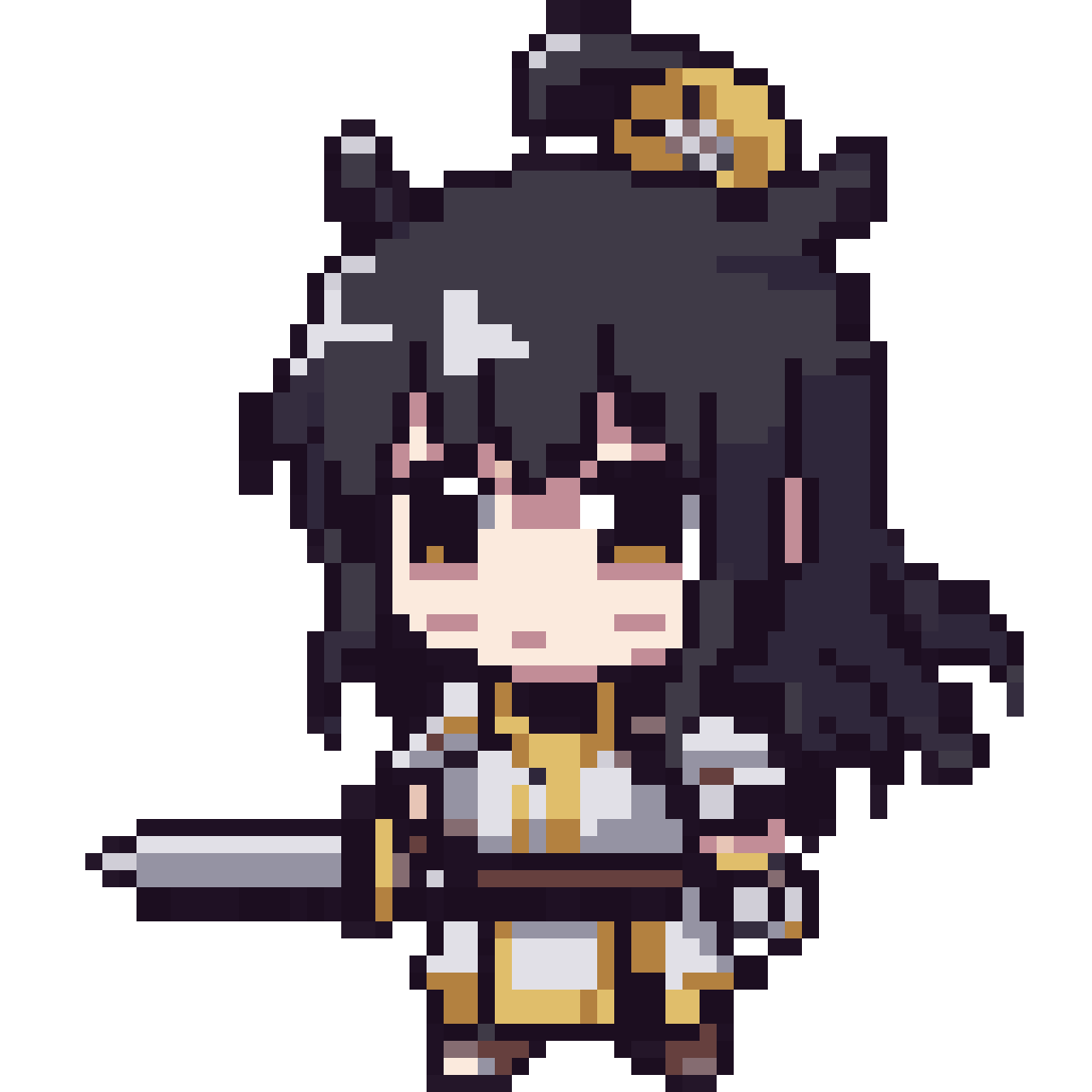 Chibi warrior with sword pixel art