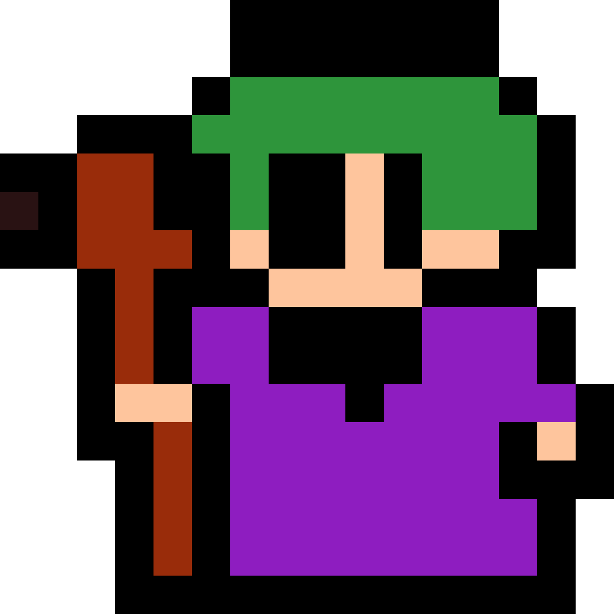 Young green-haired mage pixel art
