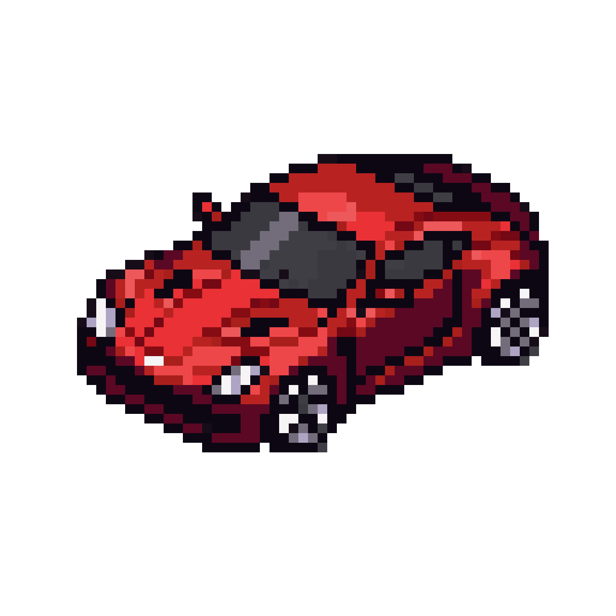 sleek red sports car on city street pixel art