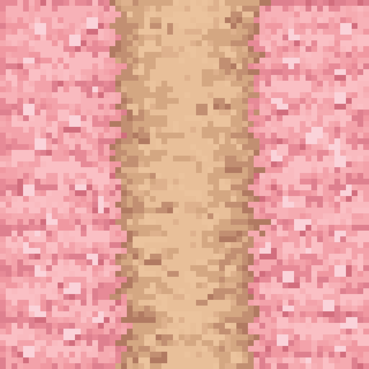 Stylized Path Tile with Sakura Grass pixel art