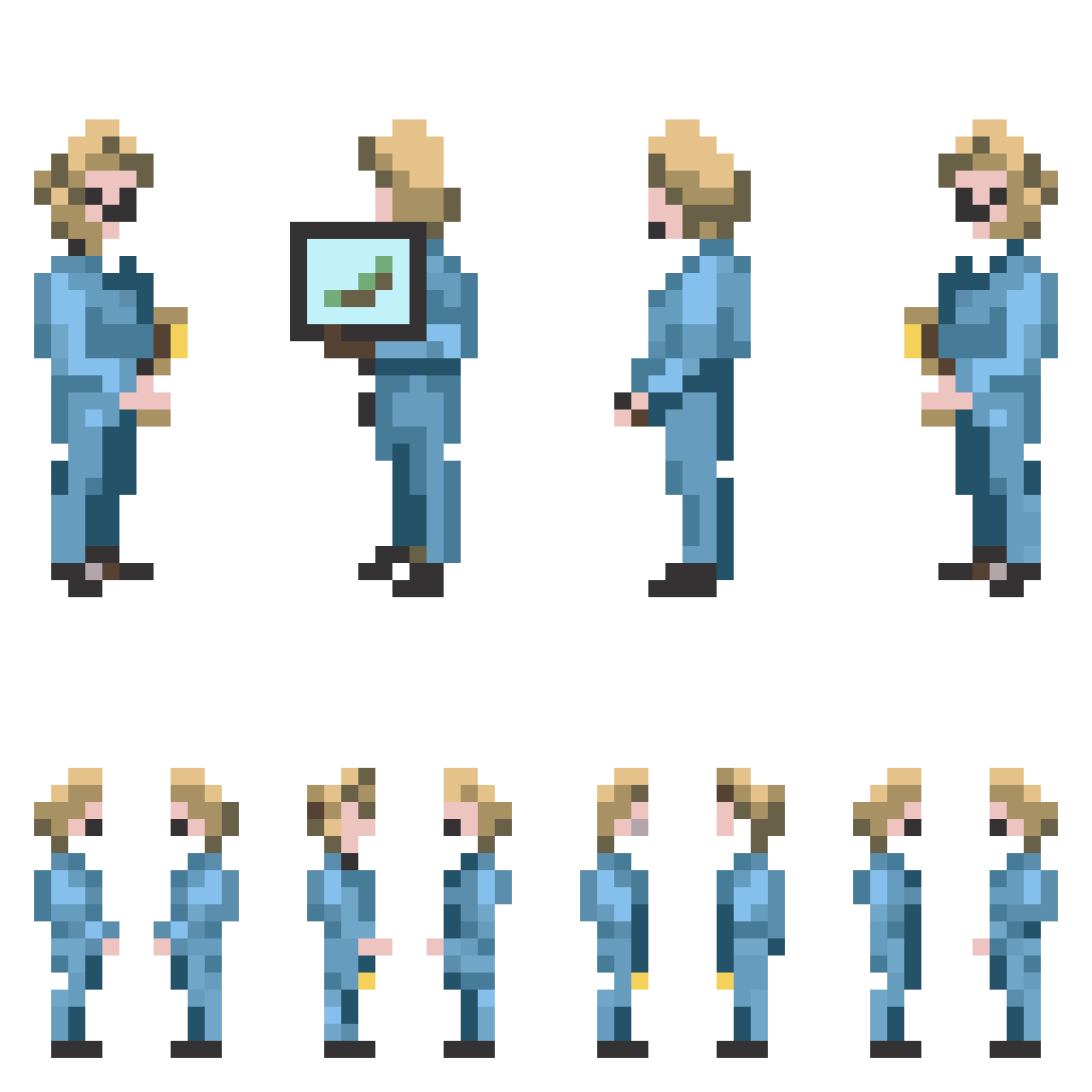 middle-aged blonde man in suit pixel art