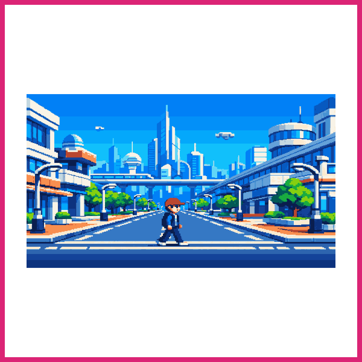 Peaceful futuristic city street, clean minimali... | Sprite-AI