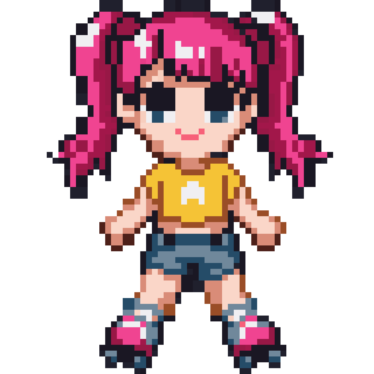 Kawaii rollerblade girl pixel art