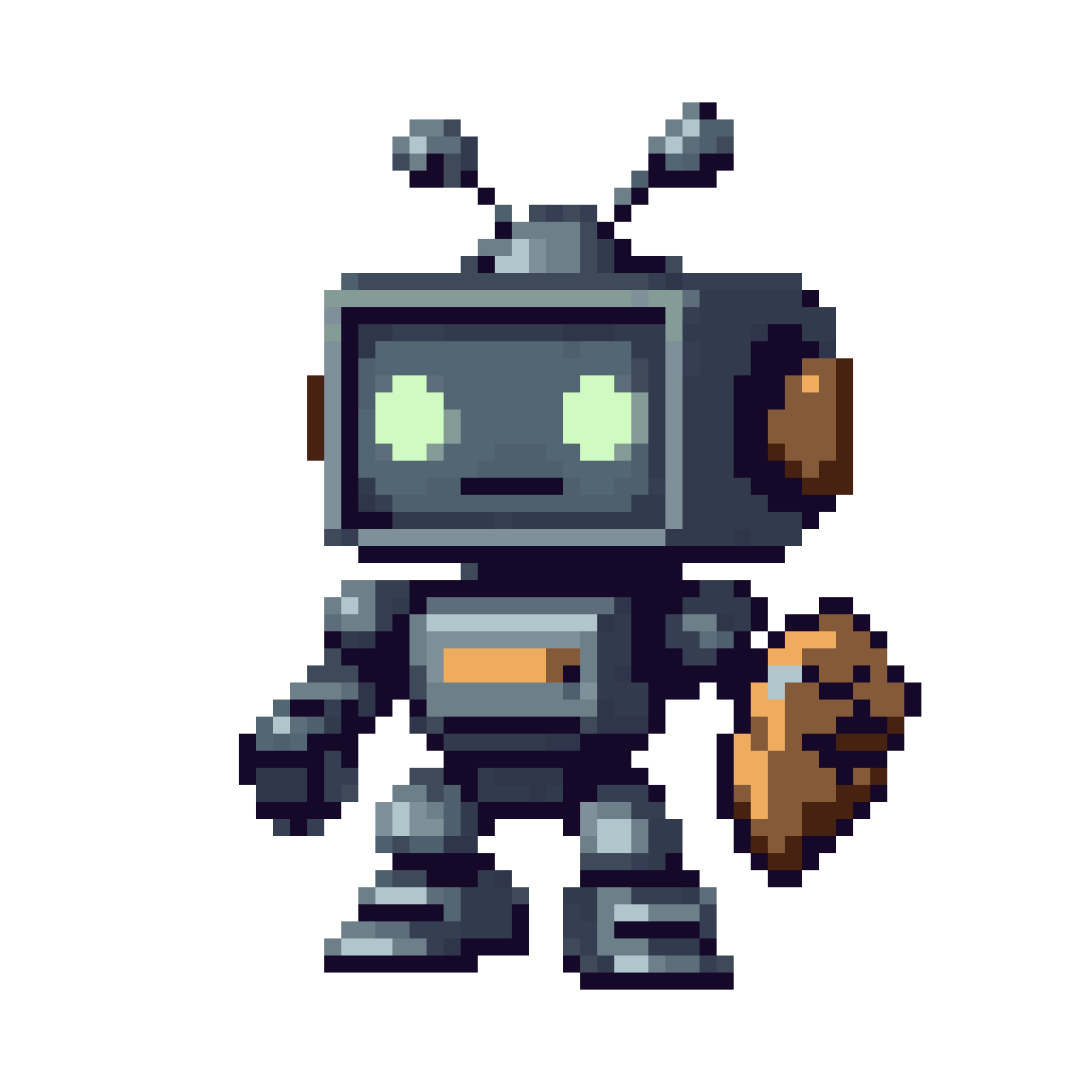 Courageous antivirus robot pixel art