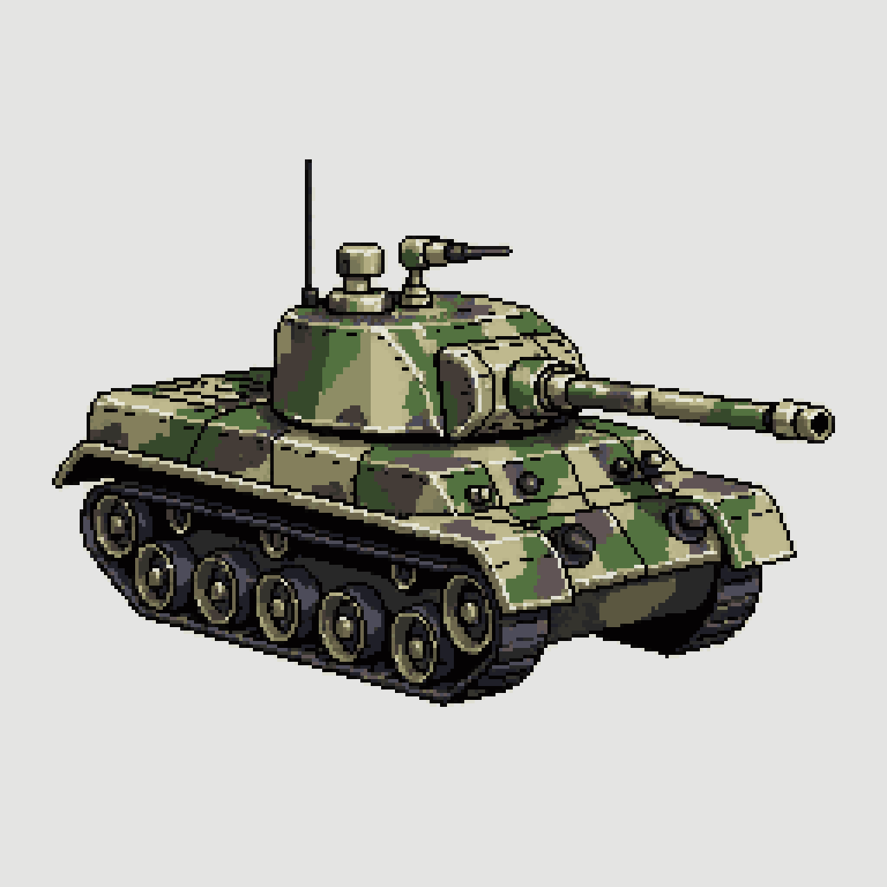 Military tank car pixel art
