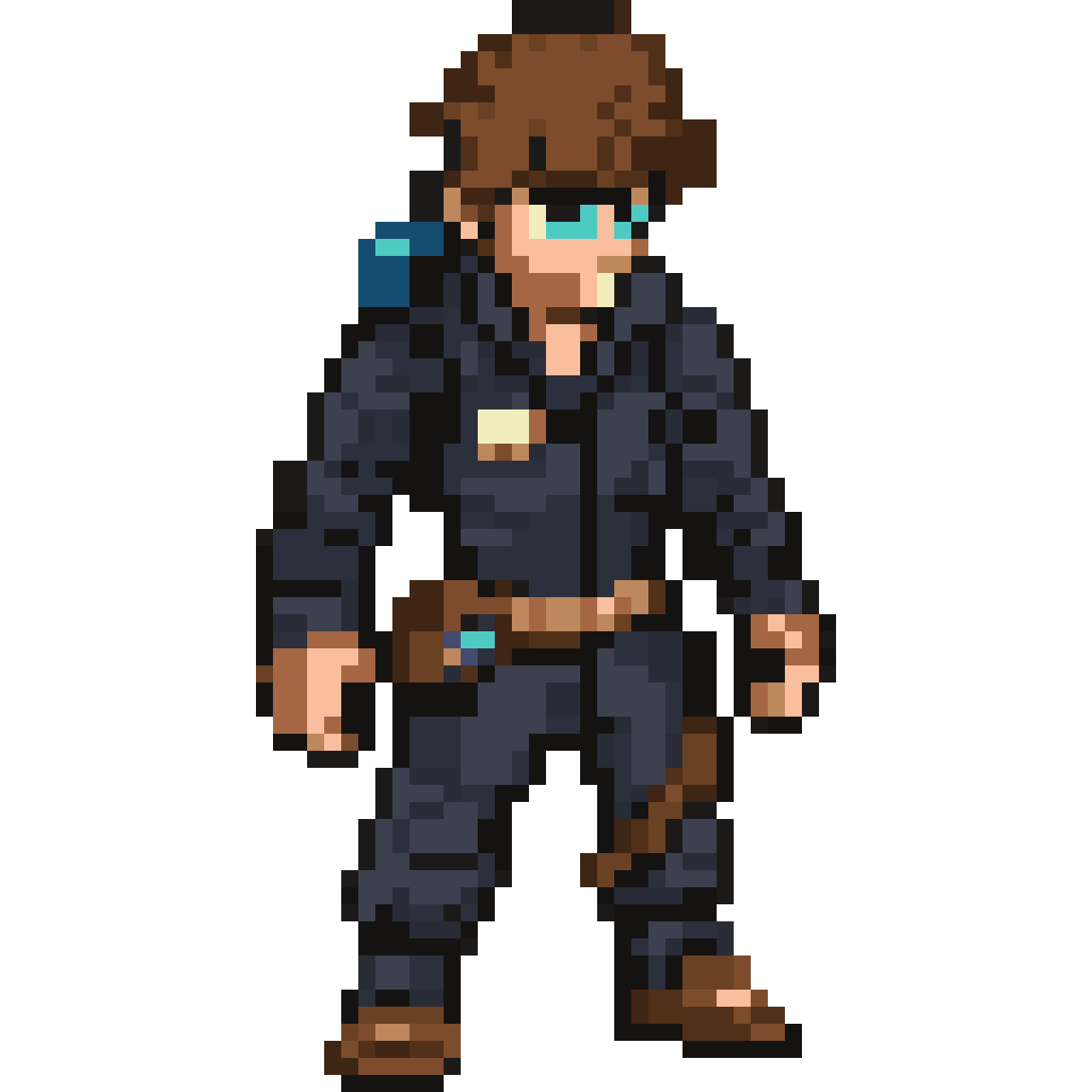 Stylized sci-fi technician pixel art