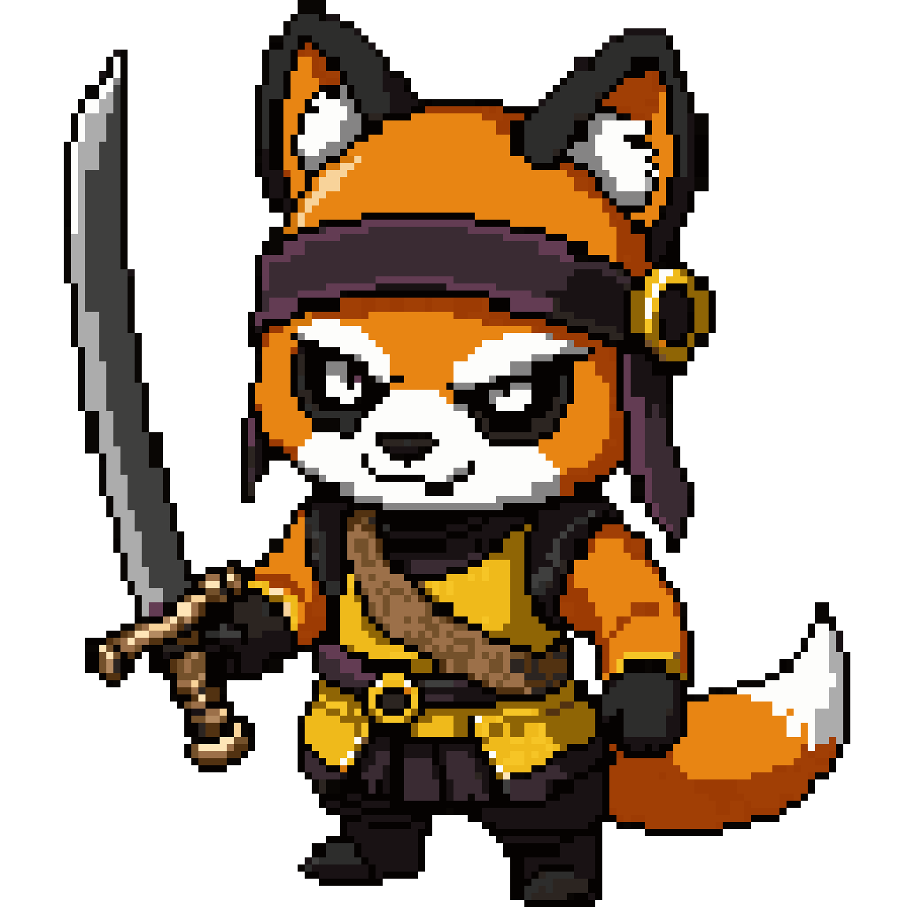 Panda with fox mask pixel art