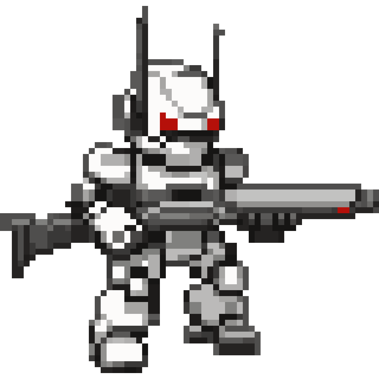 Mecha robot with rifle pixel art