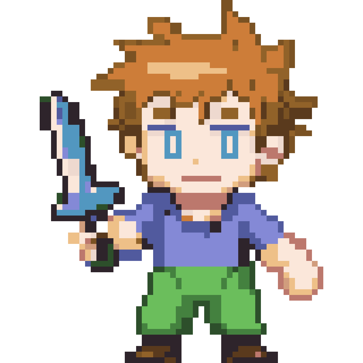 Colorful 8-bit character pixel art