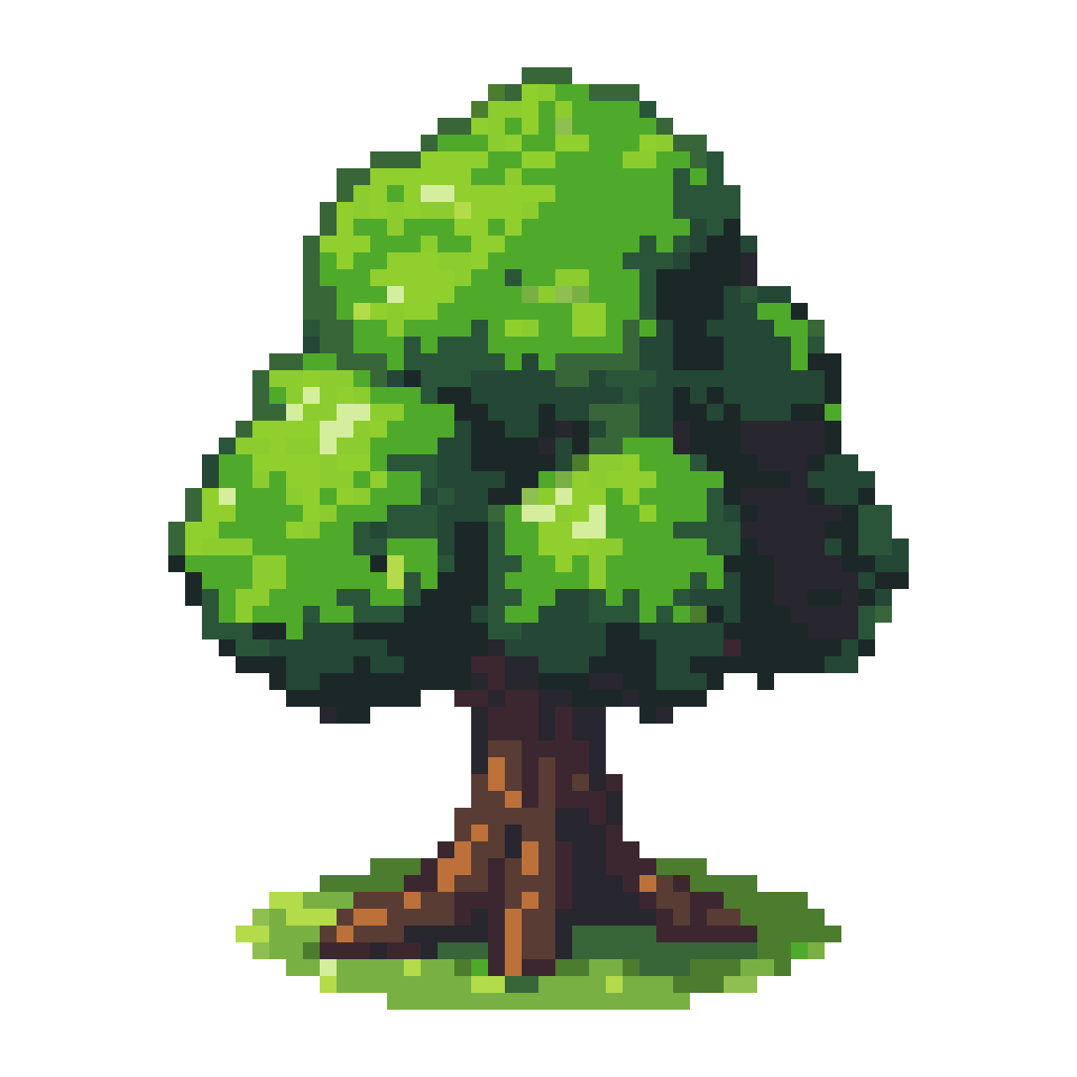 Green RPG Tree for MMORPG pixel art