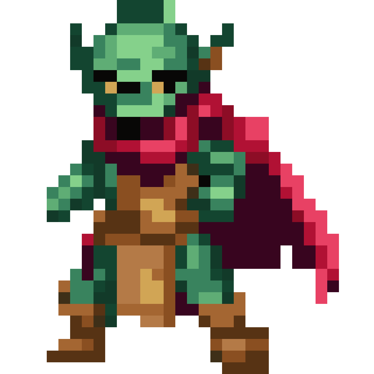 Heroic goblin adventurer pixel art