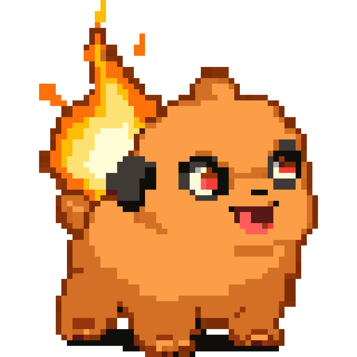 Fire-type pug creature pixel art