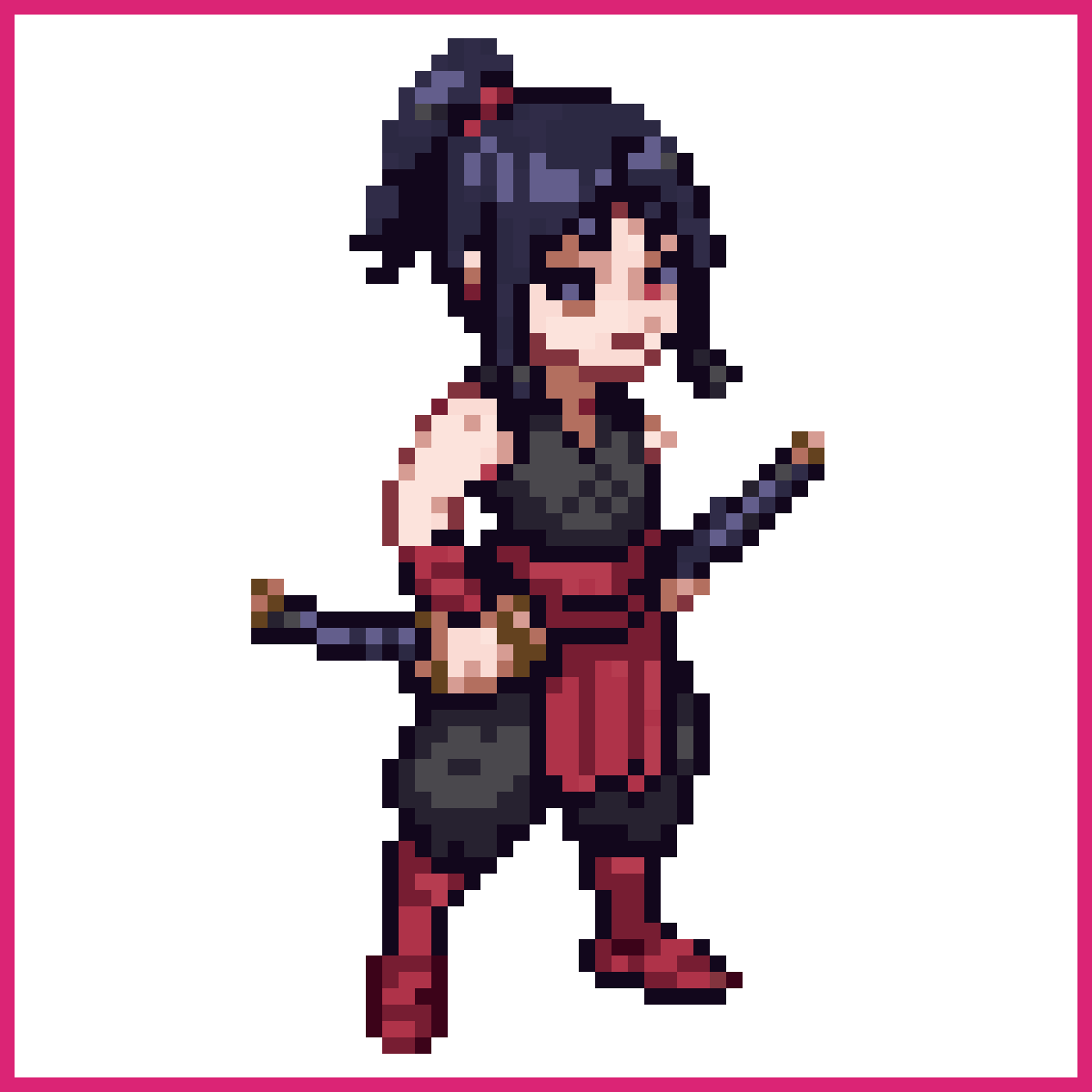 Young Japanese Woman Warrior Sprite | Sprite-AI