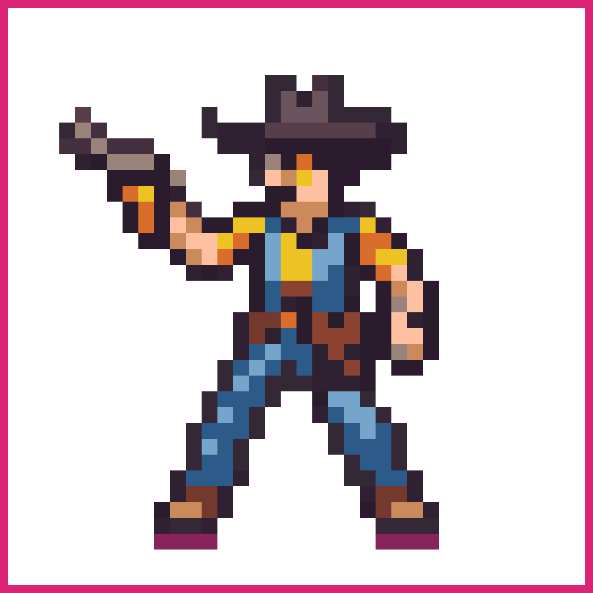 8 bit retro cowboy shooting gun | Sprite-AI