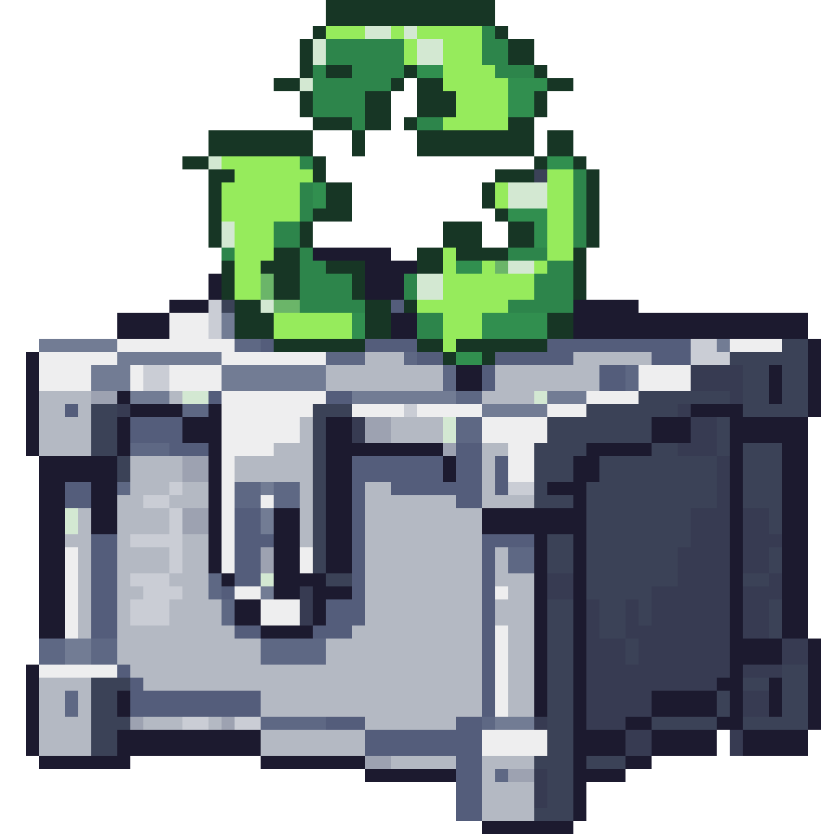 Steel chest with recycling symbol pixel art
