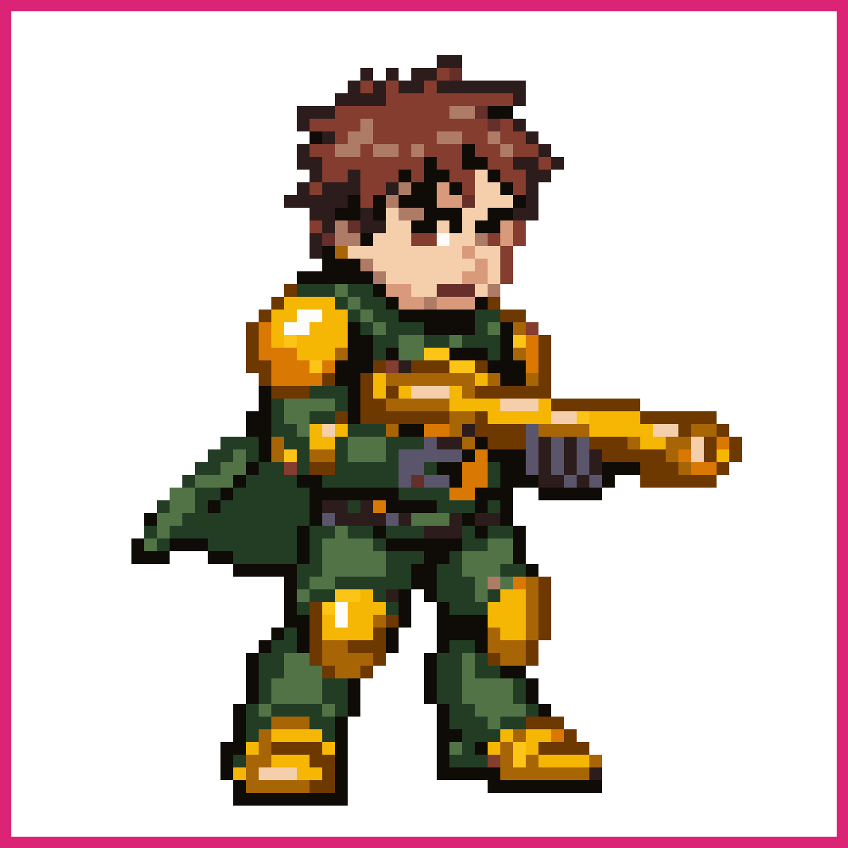 young male gunner with Gatling Gun | Sprite-AI