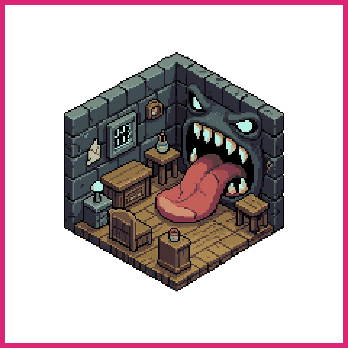 Pixel art, isometric room interior, | Sprite-AI