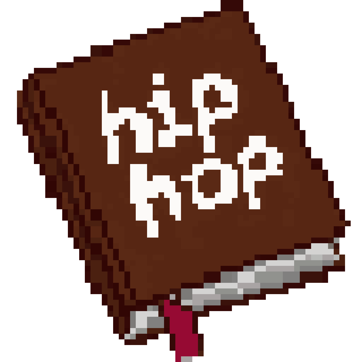 Brown book with text pixel art