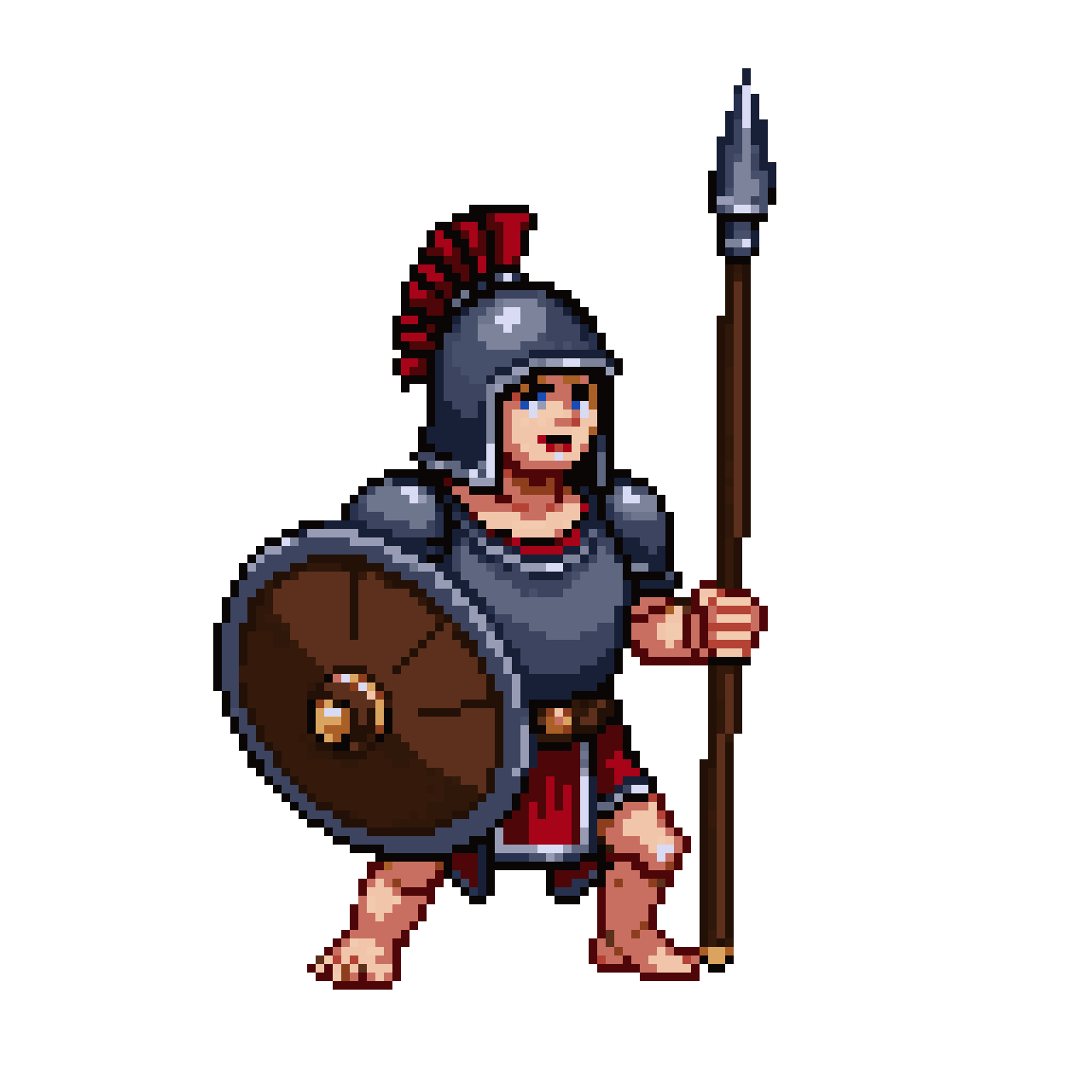 Ancient Soldier with Spear pixel art