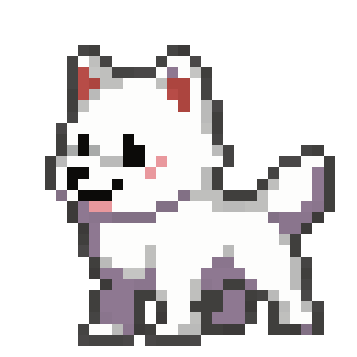 Fluffy white wolf pixel art
