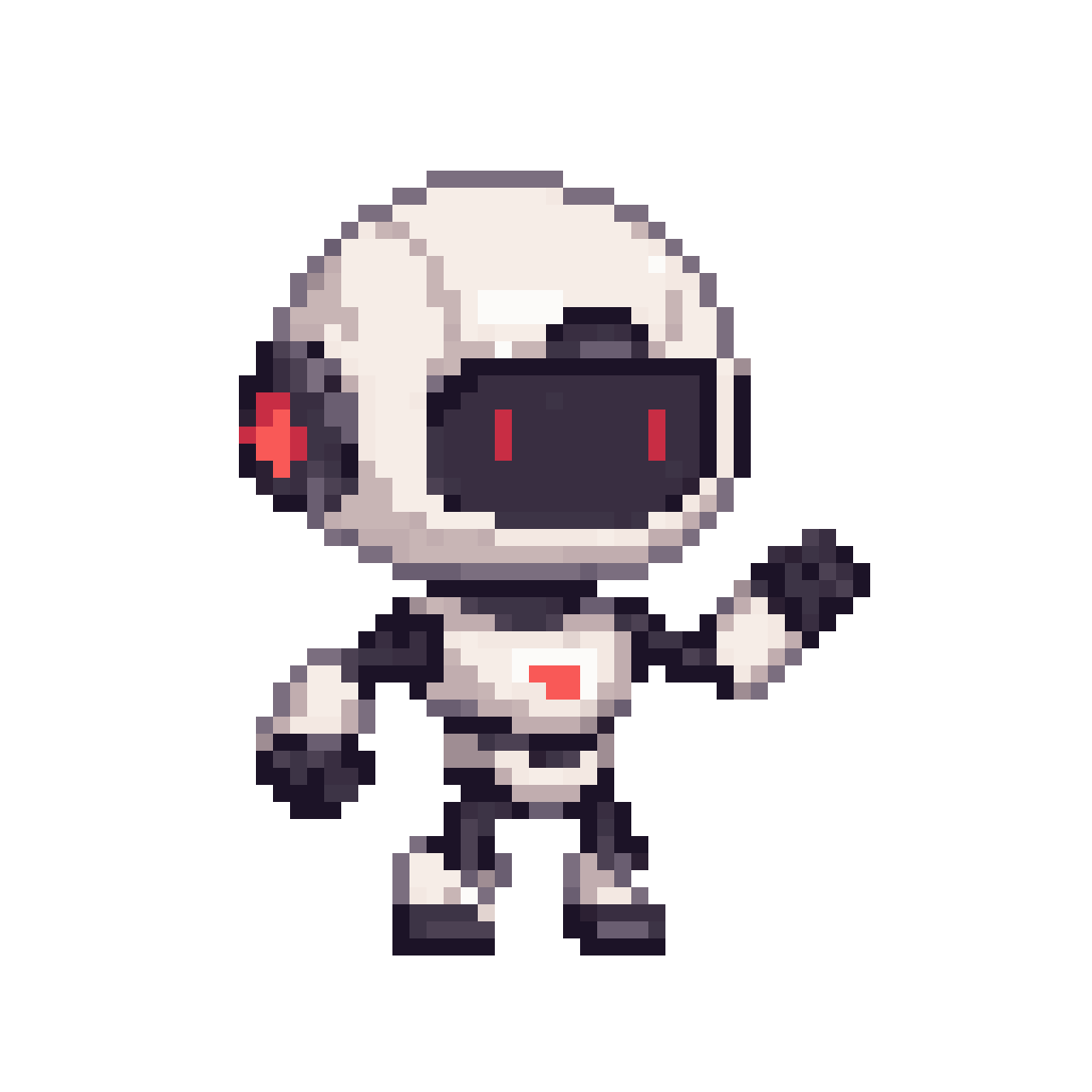 cute robot with aleph jumping pixel art