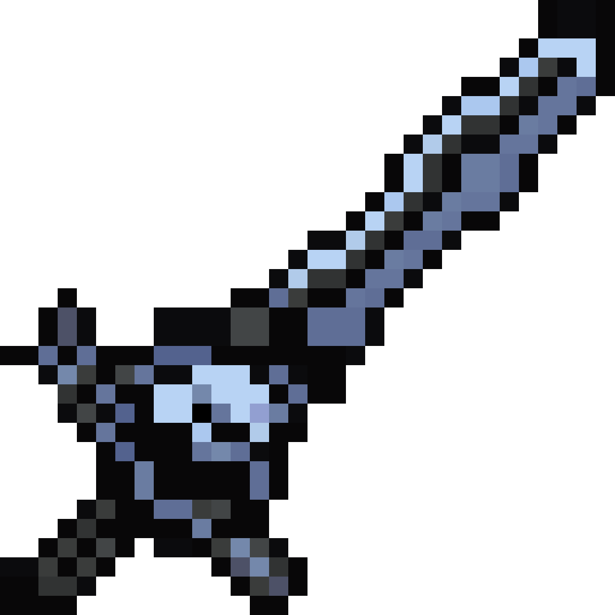 Blue and black sword pixel art