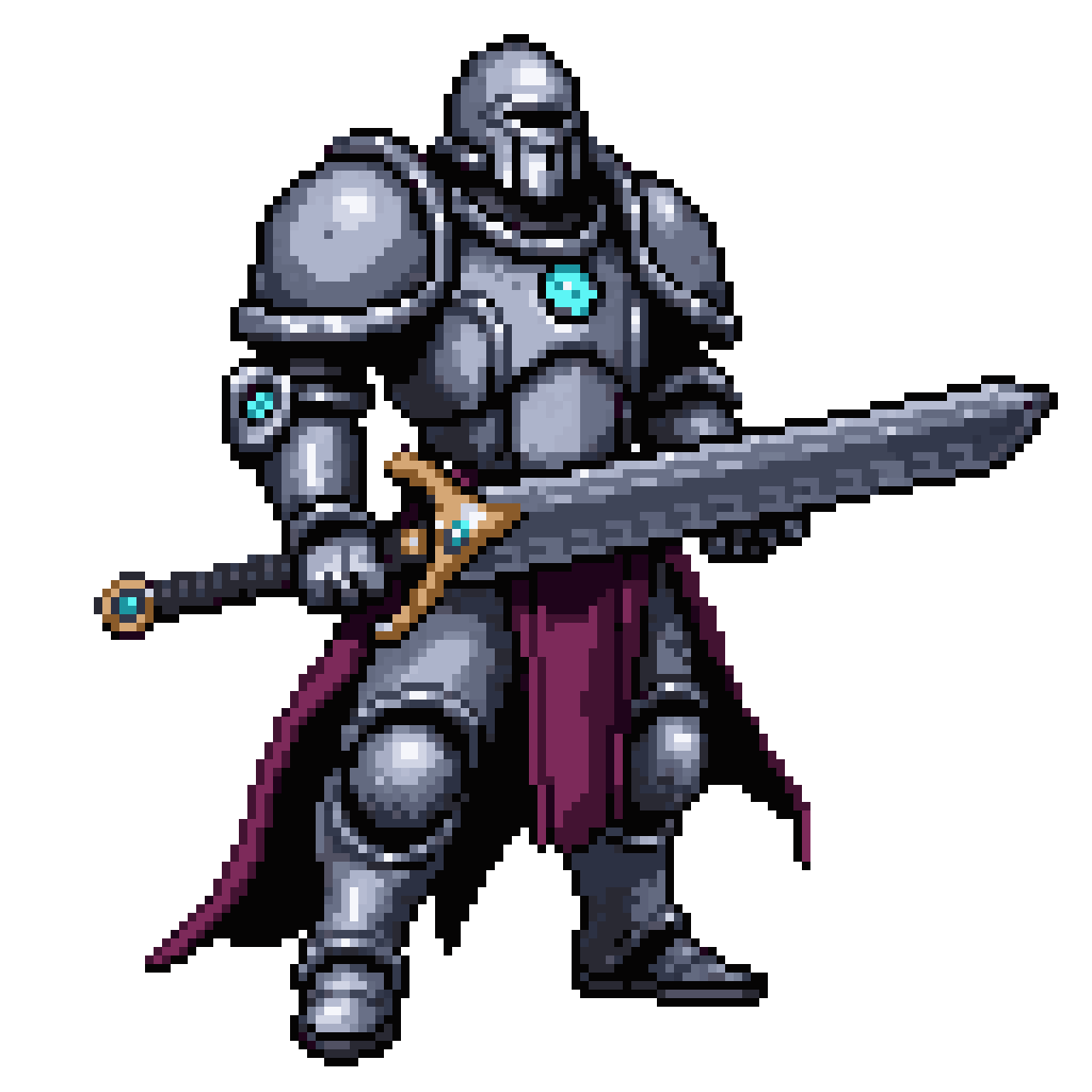 Sci-fi knight with sword pixel art