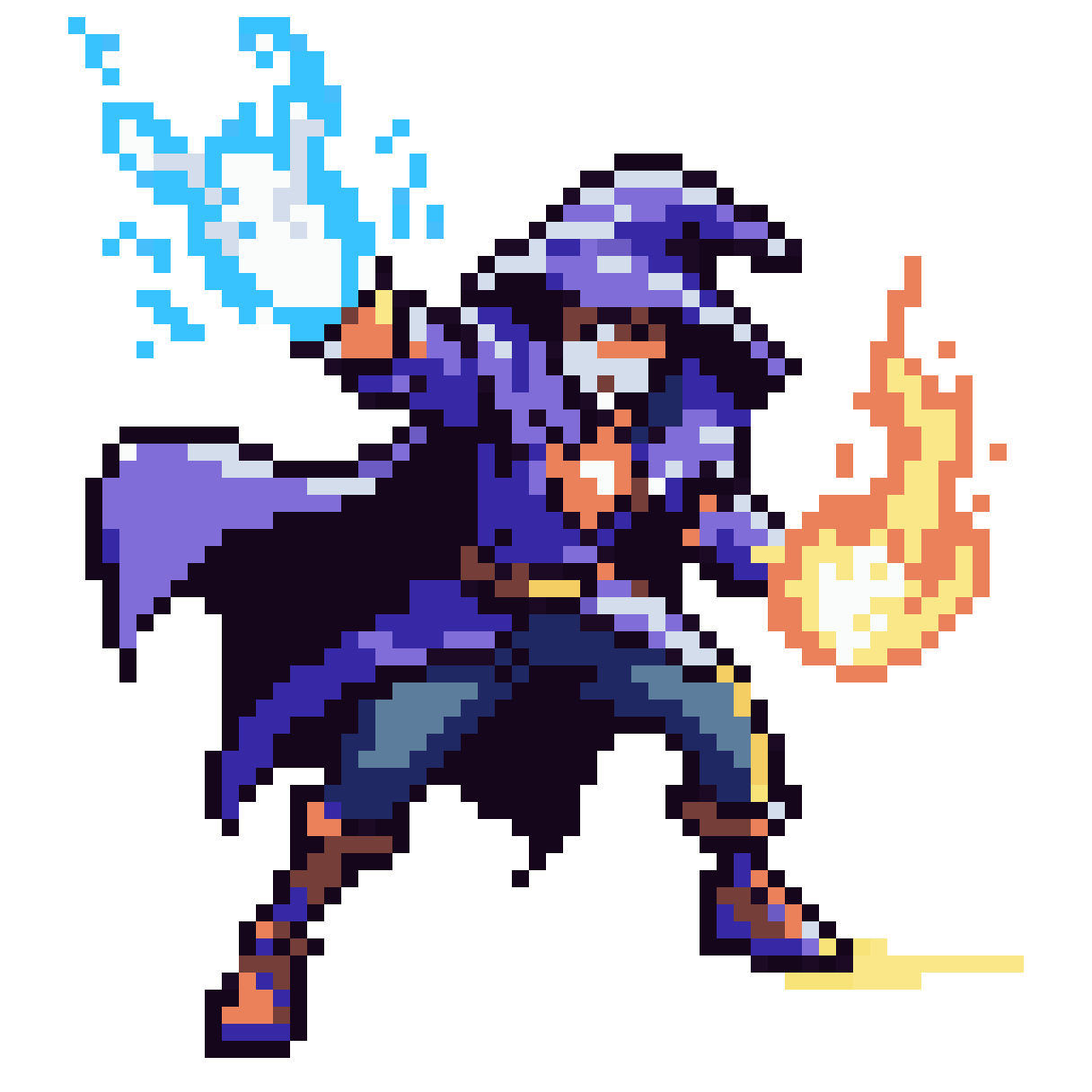 Stylized Battlemage in Combat Pose pixel art