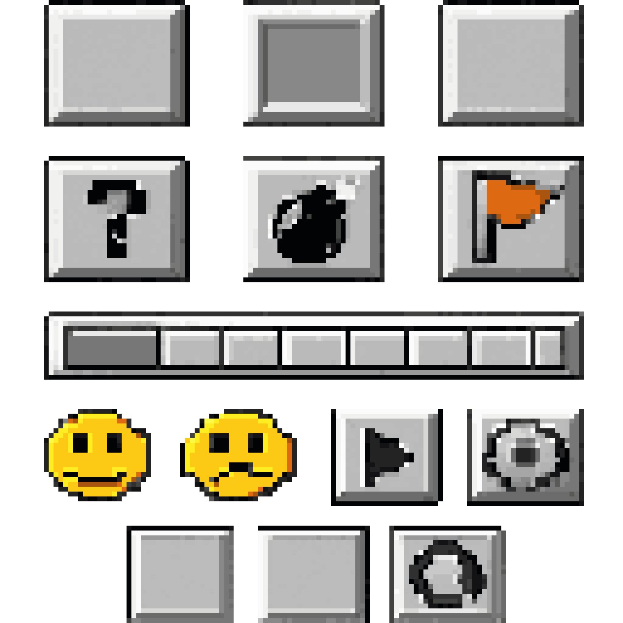 Minesweeper UI asset collection pixel art