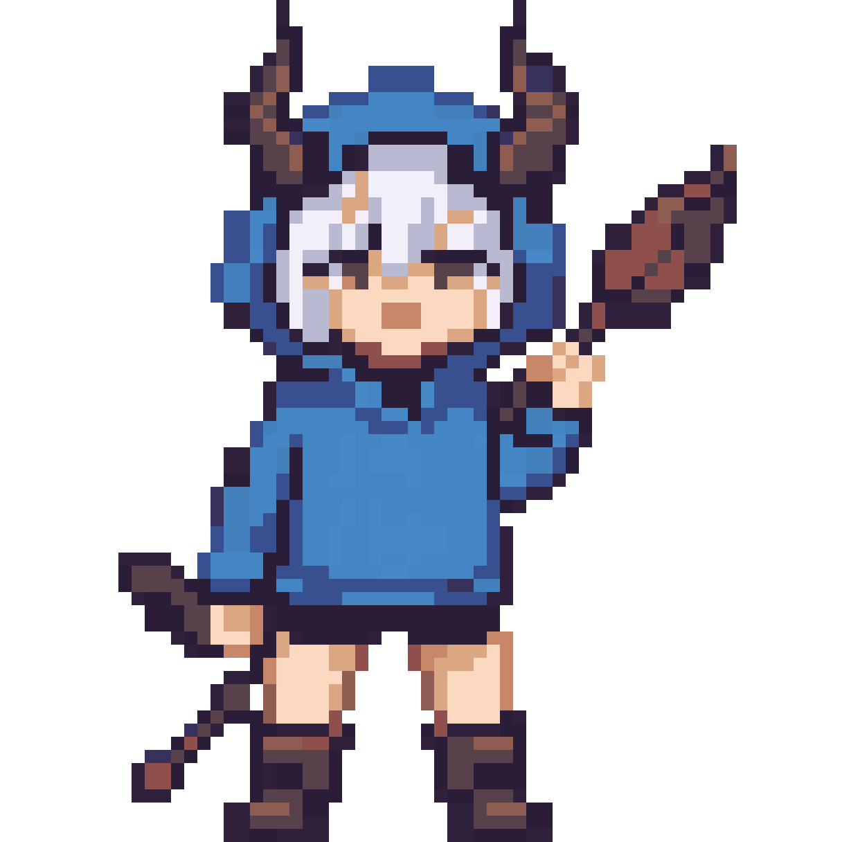 Demon girl in hoodie pixel art