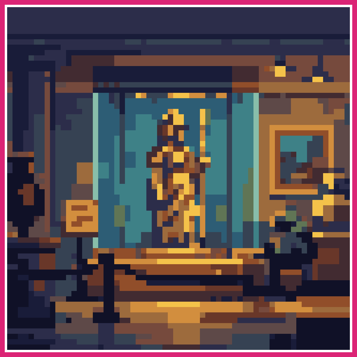 museum display case with statue | Sprite-AI