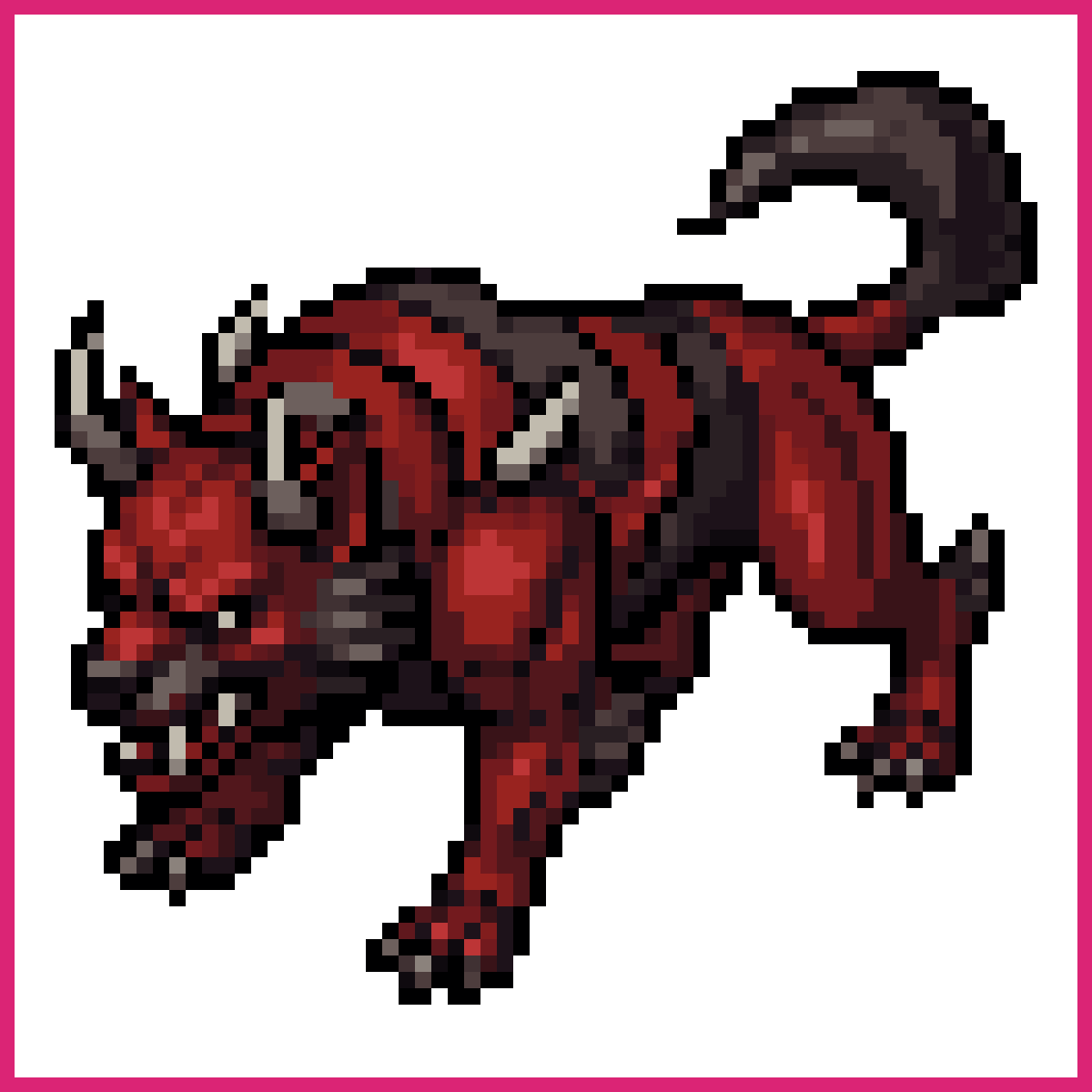 demonic hellhound, dark red skin, diablo style | Sprite-AI