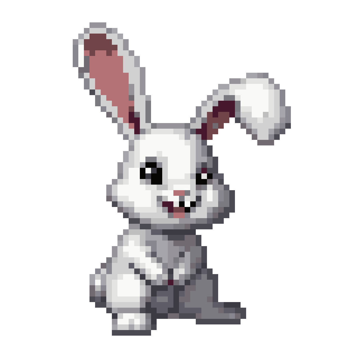 a white rabbit from Alice in Wonderland pixel art