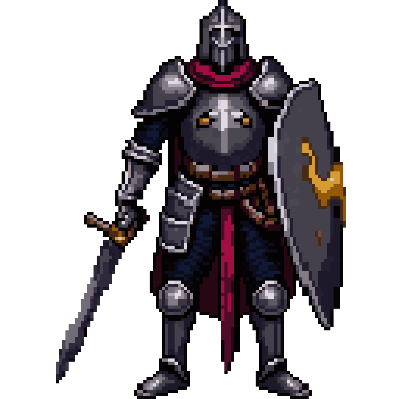 gaunt cursed medieval knight, male pixel art