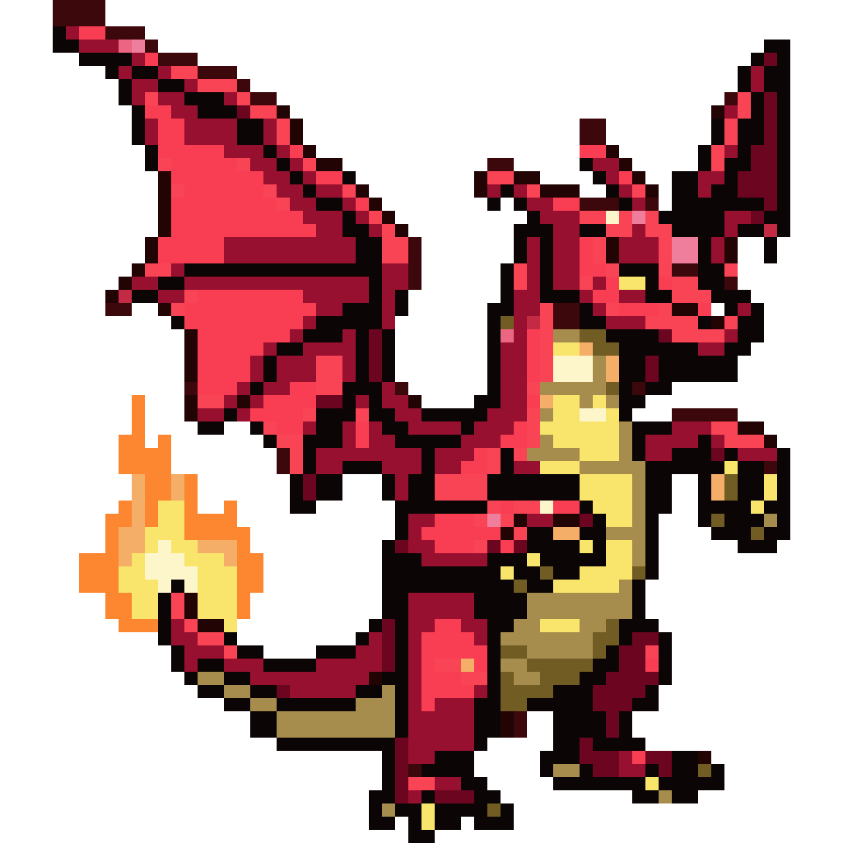 Fire breathing red dragon pixel art