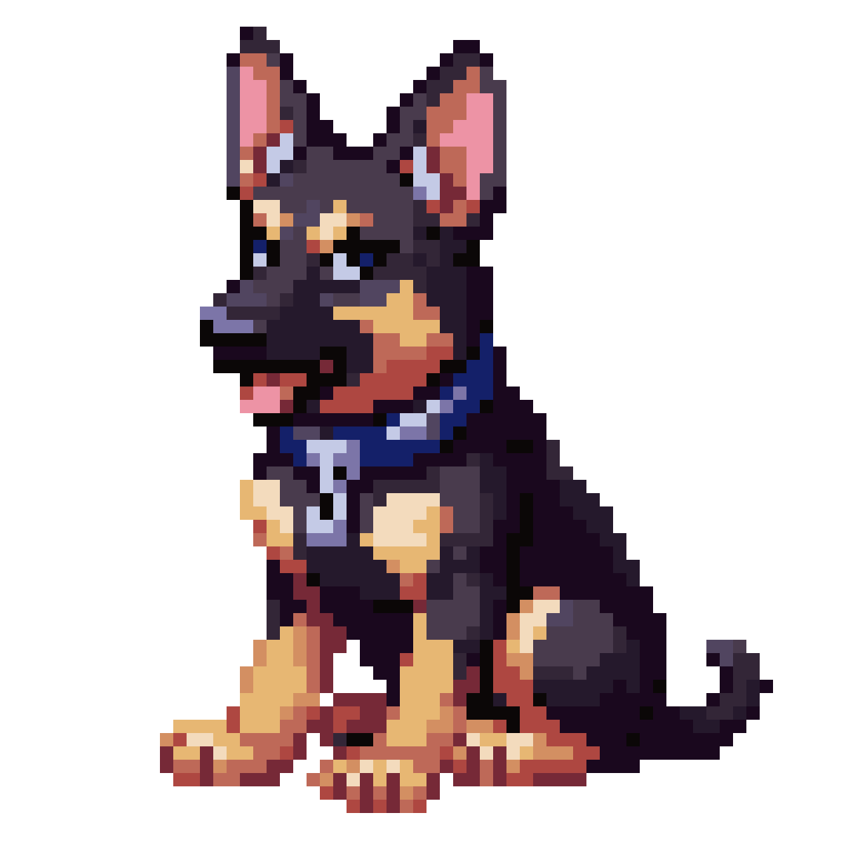 German Shepherd Puppy Sitting pixel art