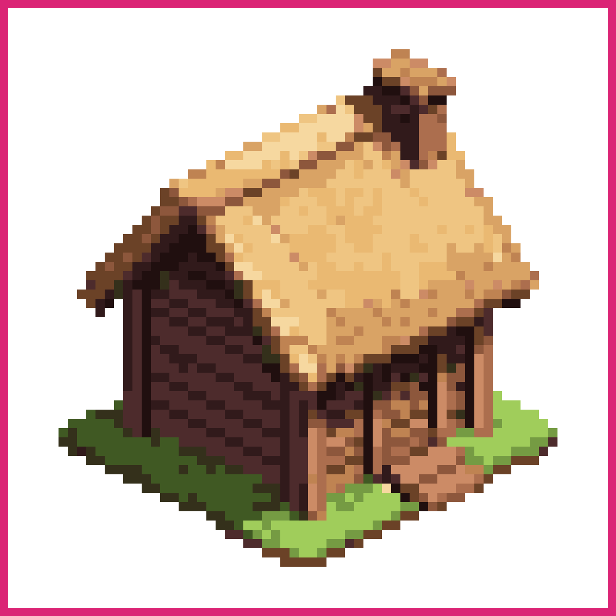 Small Wooden House with Straw Roof | Sprite-AI