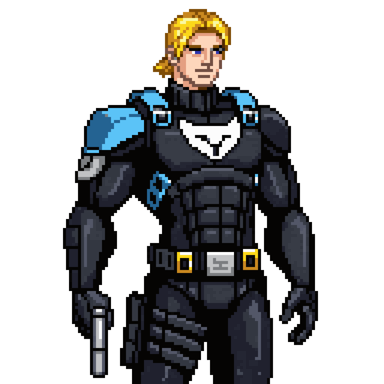 Futuristic tactical male pixel art