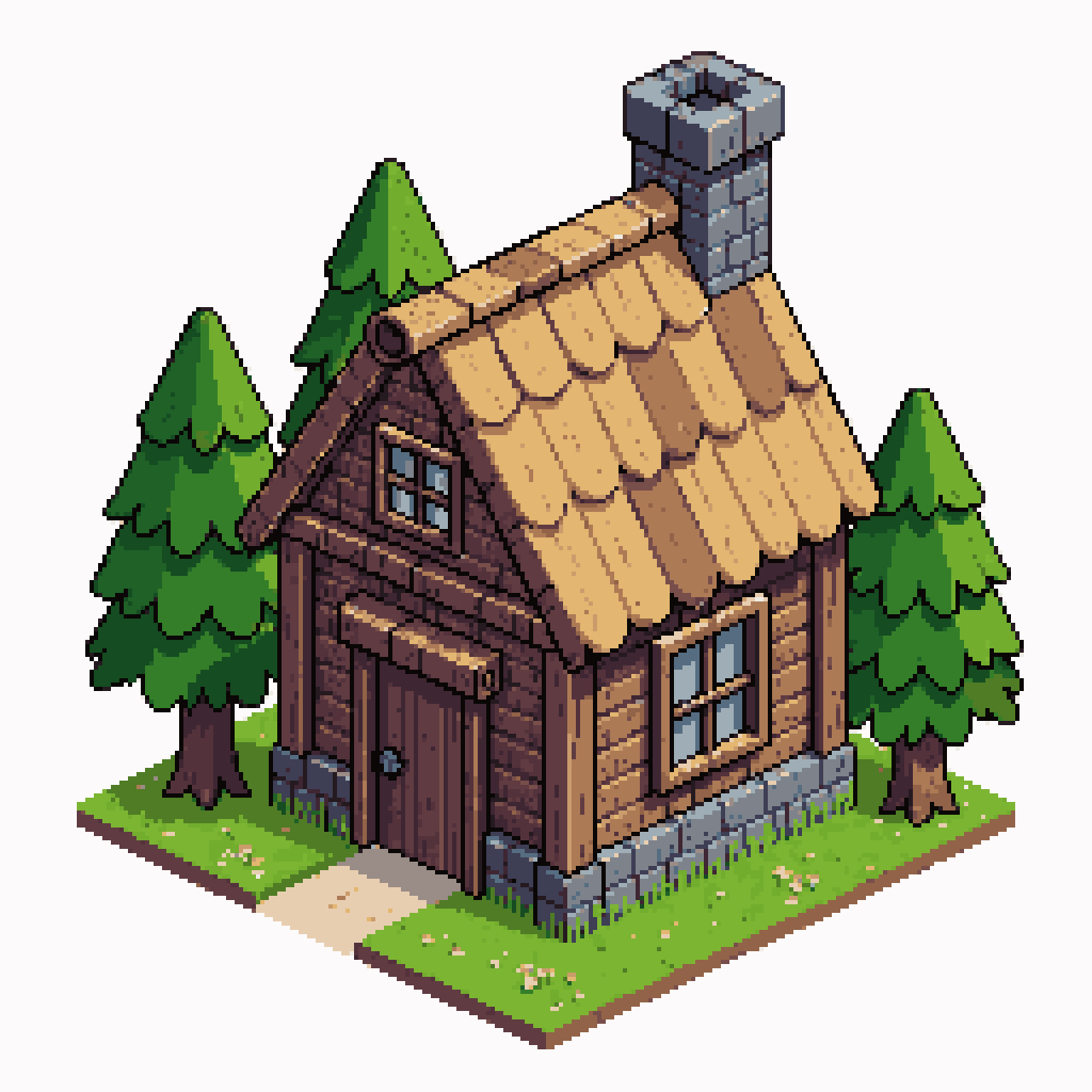 Medieval lumberjack house pixel art