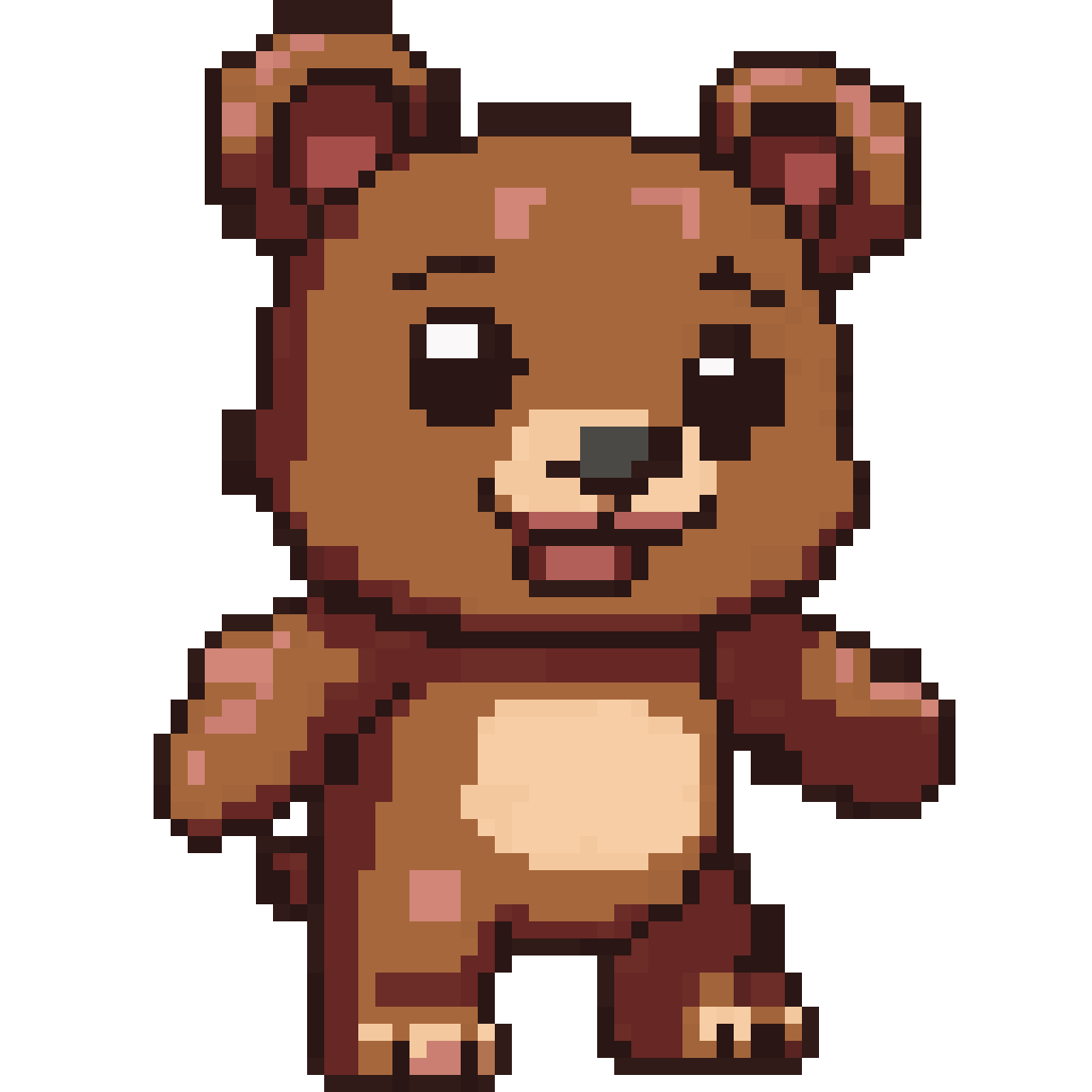Cartoonish Minecraft bear pixel art