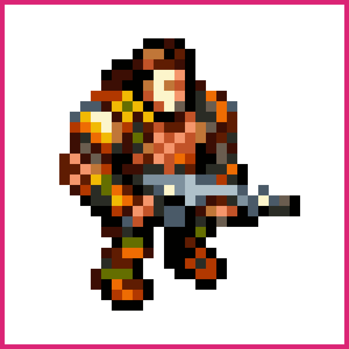 Top down rambo character with machine gun, 32 p... | Sprite-AI