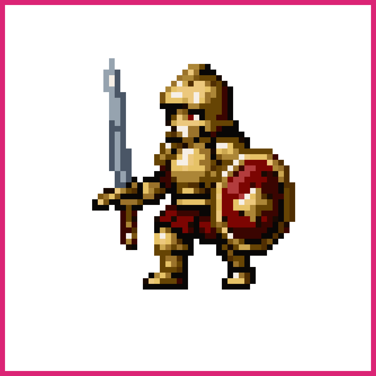 Guardian warrior, golden armor, sword | Sprite-AI