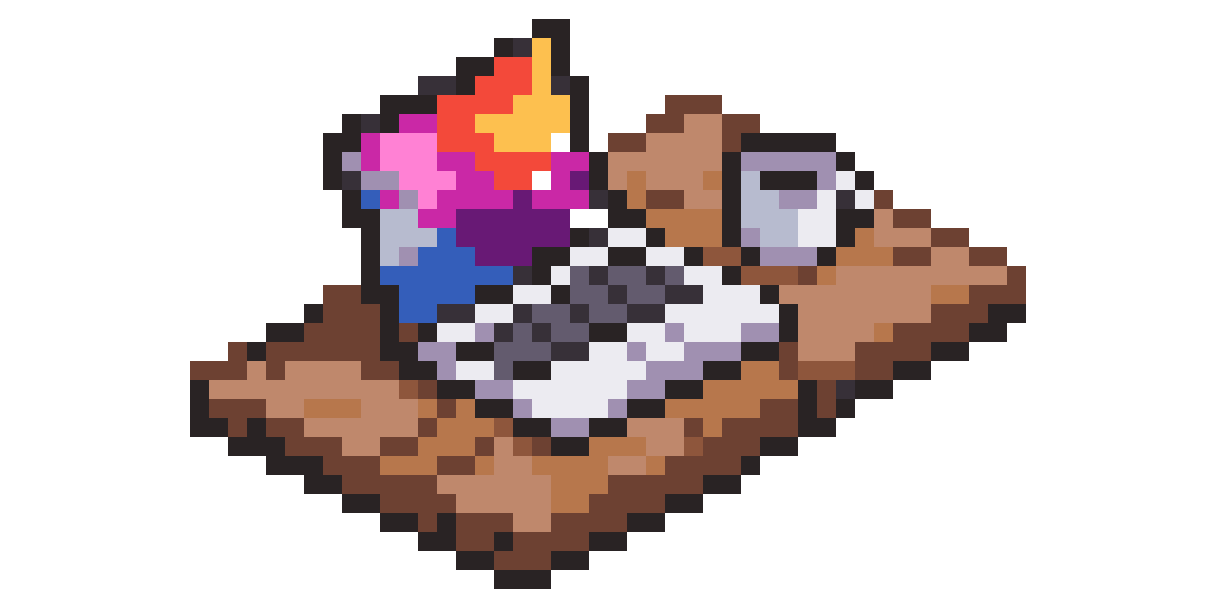 Isometric desk with PC pixel art