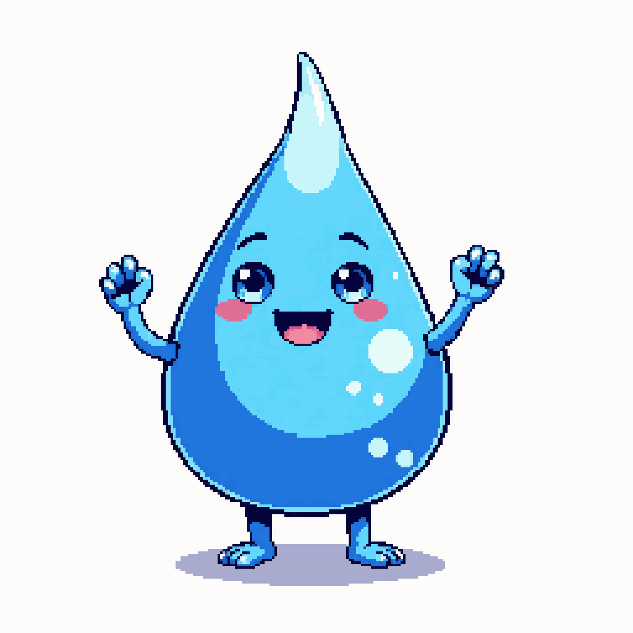 Smiling Water Drop Mascot pixel art
