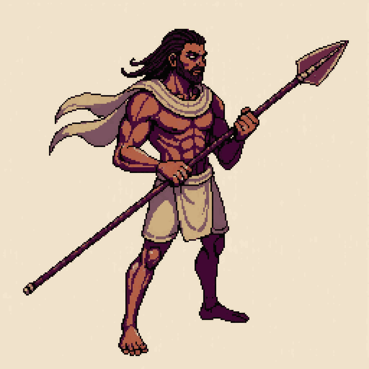 Shaka Zulu Side Scroller Character pixel art