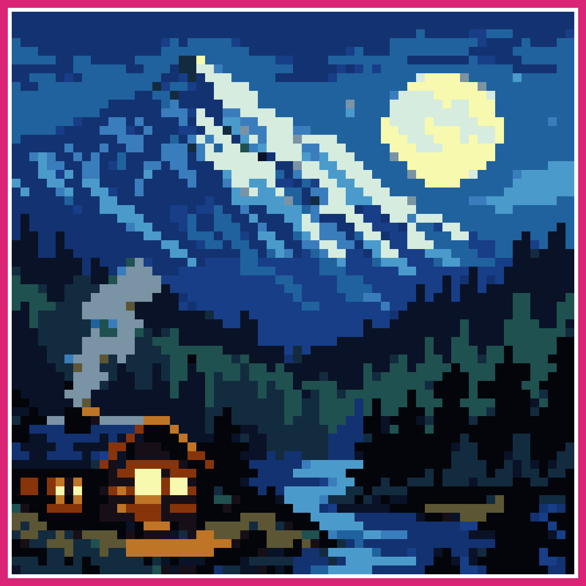 Cabin in the Moonlit Forest | Sprite-AI